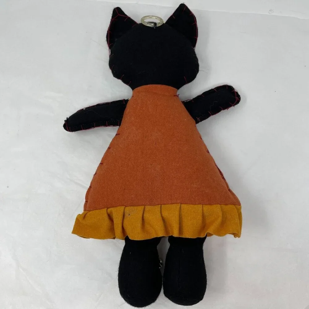 Halloween Target Black Cat Plush Doll Tombstone RIP Folk Art Bells retro Decor